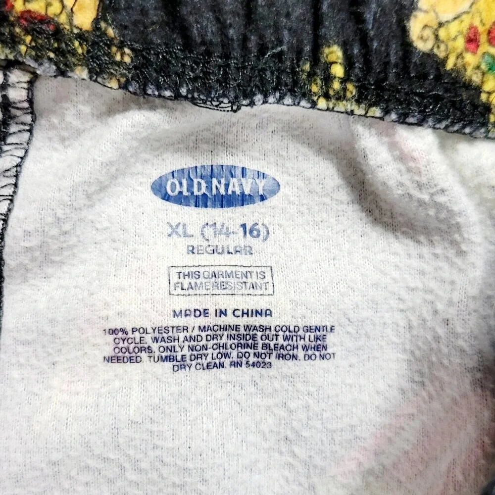 Old Navy Kids Pajama Pants Pizza French Fries Print Elastic Waist Drawstring‎ XL